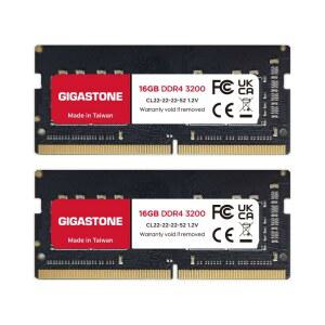 DDR4 RAM 노트북 전용 GIGASTONE 32GB 키트(2x16GB) DDR4 3200MHz(2933MHz 또는 2666MHz) PC4-25600(PC4-23400 21300) CL22 1.2V SODIMM 260 핀 언버퍼링 비 ECC 고성능 메모리 업그레이드