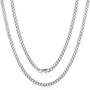 산쓰리 솔리드 퓨어 티타늄 쿠바 링크 체인 3.5mm 미세 광택 피부 친화적인 샤이니 커브 체인 목걸이 여성용 민감성 피부 발렌타인 생일 선물