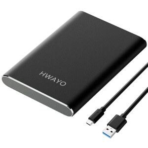 HWAYO 1TB 휴대용 외장 하드 드라이브 USB3.1 1세대 1형 C 울트라 슬림 2.5인치 HDD 스토리지 PC 데스크탑 노트북 Mac xbox호환용 One블랙 호환