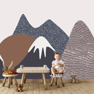 놀이방 용 장식을 위한 다채로운 동물 테마의 자가 접착 패브릭 캔버스 월 아트 (D W114'' x H83 u2019 u2019)