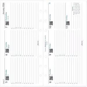 필로팍스 캘린더 다이어리 리필 /콤팩트 사이즈 예약 시 보기 가로 백서 규칙 영어 2026년 (C6842026)