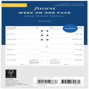 필로팍스 캘린더 다이어리 리필 /콤팩트 사이즈 한 페의 백서 규칙 없음 영어 2026년 (C6842626)