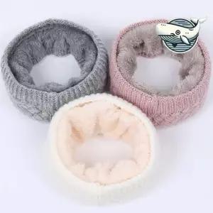 여성용 따뜻한 니트 퍼 넥워머 리본 장식 겨울 니트목도리 니트넥워머 여자넥워머