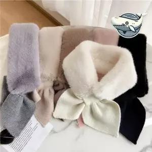 부드러운 리본 장식 겨울 머플러 따뜻한 여성용 쁘띠퍼 쁘띠머플러 쁘띠퍼목도리
