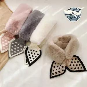 따뜻한 도톰 머플러 리본 패턴 플러시 목도리 쁘띠퍼 쁘띠머플러 쁘띠퍼목도리