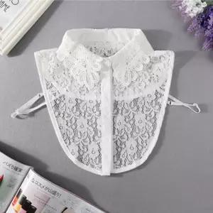 펀칭 플라워 레이스 페이크 카라 블라우스 카라 bdv9+4aBA