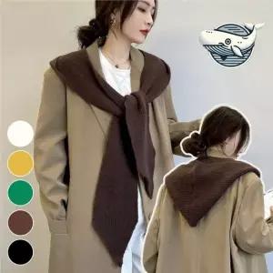 세련된 니트 후드 머플러 스타일리시한 겨울 니트숄 후드숄 니트후드 레이어드후드