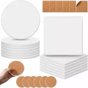 공예용 터용 Zol 24개 세라믹 타일 DIY 프로젝트 선물용 잉크 릴 와 함께 사용하는 코르크 뒷면 패드가