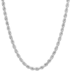 사블라노 925 스털링 실버 5mm 솔리드 이탈리아 로프 다이아몬드 컷 트위스트 링크 체인 목걸이 남녀용 선물 상자 포함 - 이탈리아산