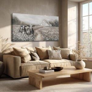 식당 침실 호텔 24 48인치 복도 장식용 LEVERUP 캔버스 월 아트 랜드스케이프 동물 그림 아트워크 흑백 모던 홈 데코레이션