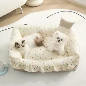 강아지 이브너 사계절 프릴 쿠션 M 1P 커버분리 방석