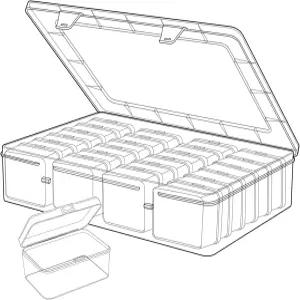 25개 작은 구슬 정리함 뚜껑이 있는 투명 직사각형 보관 용기 플라스틱 공예품 보관함 케이스 보석 네일