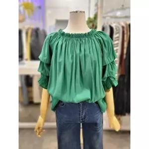 [셀러허브 1]밸리걸 세이브존01 프릴 셔링 오프숄더 5부소매 블라우스 622780 (48787818)