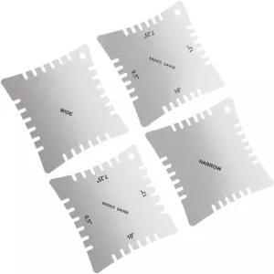 4피스 기타 노치 반경 게이지 스테인리스 스틸 핑거보드 프렛보드 측정 도구 은색