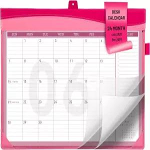 플라잉 이글 20262027 데스크 캘린더 할 일 목록이 있는 24개월 대형 가죽 데스크톱 포켓 PVC 커버가 패드