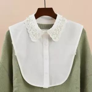 페이크 자수 넥카라 진주 이너셔츠 장식 포인트 카라 넥케이프 이너카라 레이어드카라