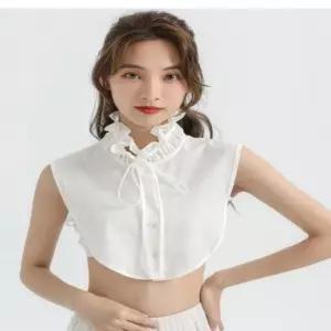 하이넥 러플 이너셔츠 넥케이프 페이크 리본 카라 넥케이프 이너카라 레이어드카라