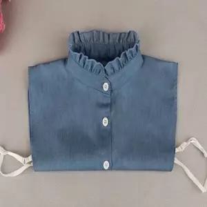 페이크 블루 데님 넥프릴 셔츠 카라 데님카라 데님셔츠 데님페이크카라 데님넥프릴