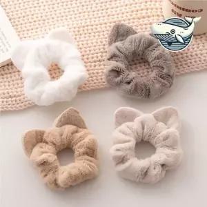 포근한 고양이 귀 헤어밴드 부드러운 털곱창밴드 곱창밴드 겨울곱창끈 털곱창끈 스크런치