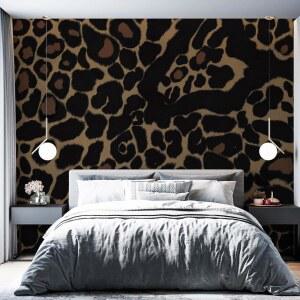 휴버스트 대형 레오파드 벽지 벽화 133X110IN 필 앤 스틱 치타 프린트 벽 벽화 셀프 접착 브라운 블랙 탈착식 방수 아트 DIY 벽 장식 침실 거실용 (99.3 평방 피트)