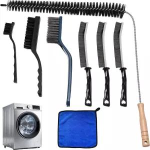 세탁기 청소 브러시 8팩 건조기 통풍구 청소기 키트 유연한 보푸라기 트랩 도구 타일 욕조 싱크대 그라우트