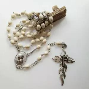 재물운 이태리 바티칸장미묵주 묵주팔찌 화이트