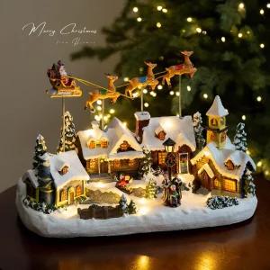 산타빌리지 오르골 움직이는 순록 산타와 뮤직박스 선물 크리스마스
