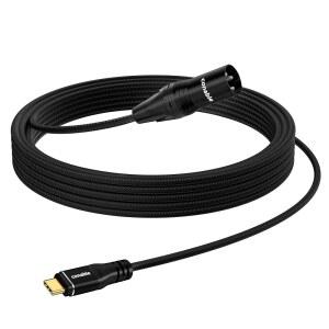 USB C에서 XLR 케이블 25피트 단방향 타입 남성 출력 스테레오 나일론 땋은 재킷 스마트 칩 앰프 스피커 믹서 콘솔용 녹음 및 마이크용 아님