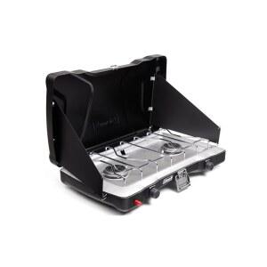 콜먼 트리톤+ 2 버너 프로판 캠핑 스토브, InstaStart 점화 기능, 조절 가능한 및 윈드 가드 2개가 장착된 휴대용 쿡탑, 캠핑, 테일게이팅, 그릴링을 위한 22 000 BTU의 파워