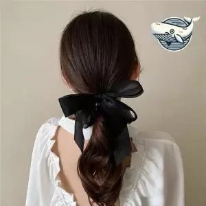 고급스러운 리본 긴 단발 헤어핀 블랙 컬러 반머리핀 단발머리핀 골프리본핀 골프리본