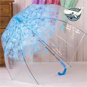 꽃무늬 투명 장우산 가벼운 고급 우산 블루 대형우산 패션우산 이쁜우산 큰우산 비닐우산
