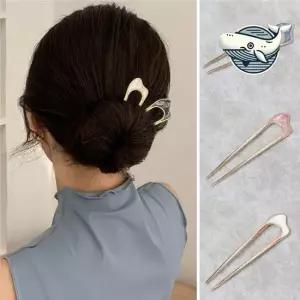 스타일리시한 마블컬러 골드비녀 우아한 헤어핀 U자비녀 비녀 머리비녀 헤어비녀