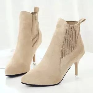 첼시 여성구두 여성 앵글 스틸레토힐 스웨이드 부츠 니트 구두 [m9D2EC2]