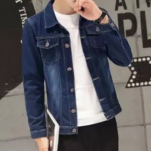 청자켓 진청 진주장식 아웃터 베이직 데님자켓 남성 겨울잠바 [m94E2B8]