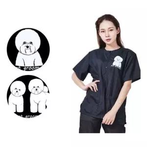 편안한 유니폼 여성 애견미용사 애견 세트 반팔 바지 미용복 [mFLH9M8]