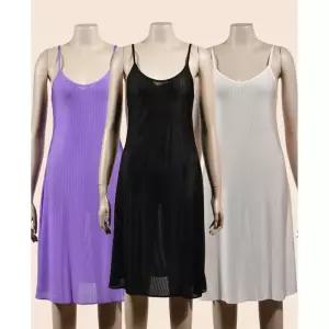 인견 원피스 시원한 속옷 섹시 세로골지 부드러운 롱끈슬립 데일리  [mWD9E44E]