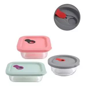 실리콘 오븐 글라스 내열 유리 밀폐 용기 (중)