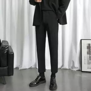 팬츠 남성 하계 정장 일자 솔리드 아이스 캐주얼팬츠 슬림 스키니핏 9부 KS2