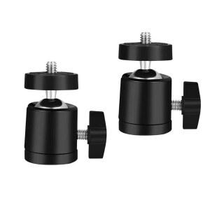 자옥시소우 2팩 유니버설 1/4인치 회전 미니 볼 헤드 나사 삼각대 마운트 DSLR 카메라용 360도 캠코더 라이트 스탠드 브래킷