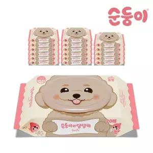 순둥이 댕댕이 베이직 강아지 물티슈 휴대용 캡형 20매 18팩