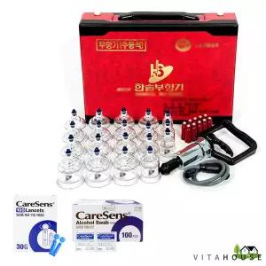 수동 채혈 한솔부항기19컵 + 채혈기+ 침100개 + 솜100매