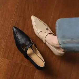 엘럽 여자 굽 하이힐 힐 메리제인 미들 리얼 시크한 높은 스틸레토 가죽 편안하고 단화 박템5