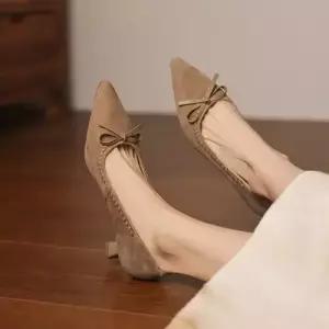 엘럽 여친 오피스룩 리얼 가죽 힐 펌프스 하이힐 프렌치 스틸레토 박템5