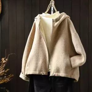 엘럽 여친 면 모직 가을 캐시미어 점퍼 야구 코트 양면 후드 숏 박템3