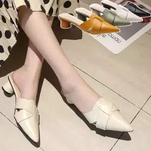 여성 스틸레토 크로스 스트랩 고급스타일 레더 블로퍼