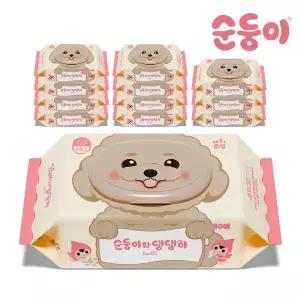 [순둥이] 댕댕이 베이직 강아지 물티슈 캡형 80매 12팩[35865269]