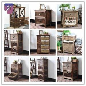 서랍장 유럽풍 우드 복도 침대협 엔틱 빈티지협탁 심플 침실