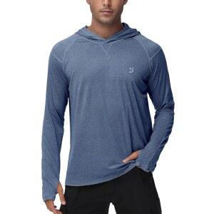 로드박스 남성 UPF 50+ 낚시 셔츠, 긴팔 UV 선 후드티, 하이킹 러닝 수영 운동 셔츠