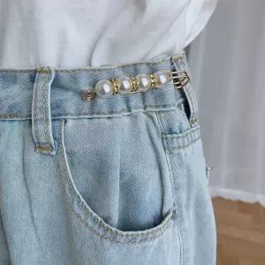 여성용 바지 치마 허리둘레 조절 진주 핀 브로치 OvT6+8ZNT