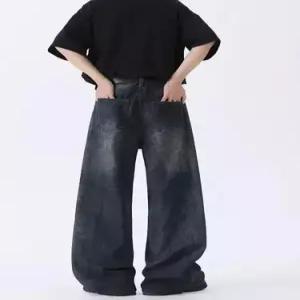 엘럽 바지 남자 청 빈티지 배기핏 먹물 날염 벤티 와이드 원템1